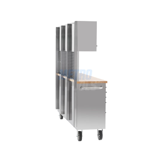 72" stainless steel with overhead cabinet