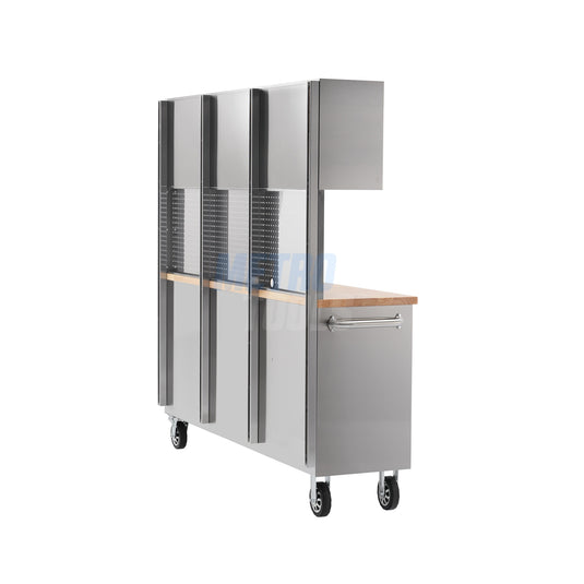 72" stainless steel with overhead cabinet