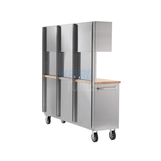 72" stainless steel with overhead cabinet
