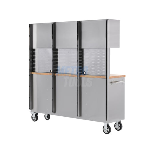 72" stainless steel with overhead cabinet