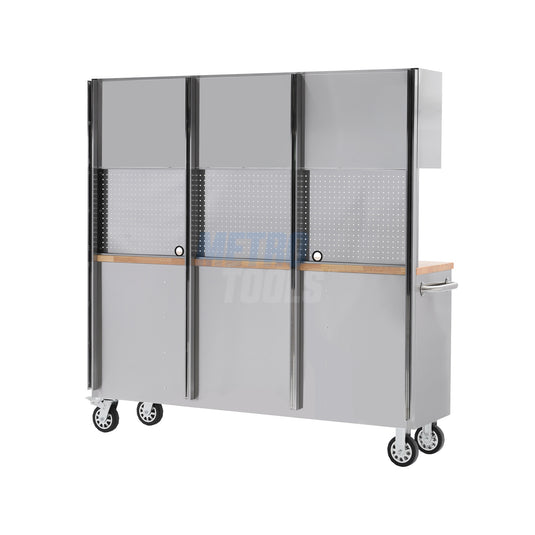 72" stainless steel with overhead cabinet