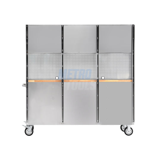 72" stainless steel with overhead cabinet