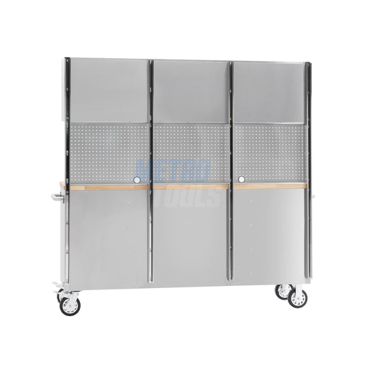 72" stainless steel with overhead cabinet