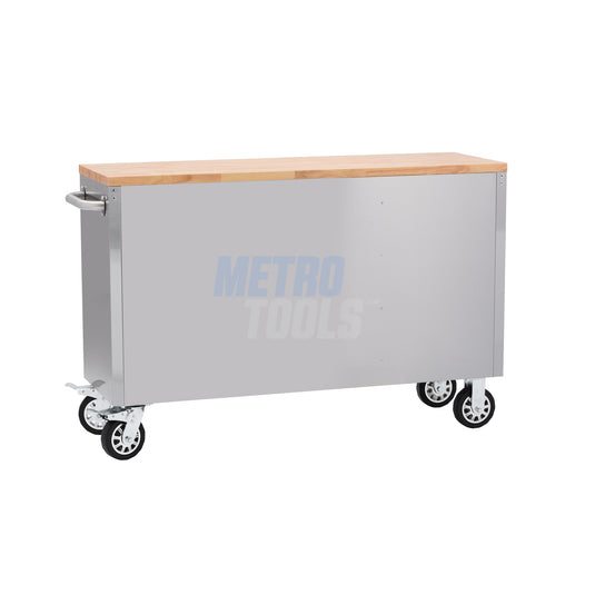 55" Stainless Steel 10 Drawer Roller Tool Cabinet and Workbench