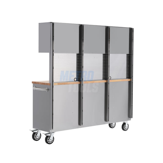 72" stainless steel with overhead cabinet