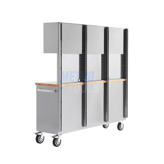 72" stainless steel with overhead cabinet