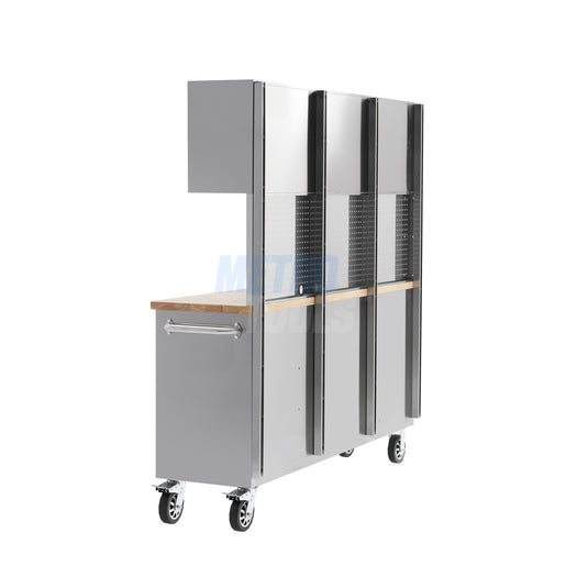 72" stainless steel with overhead cabinet