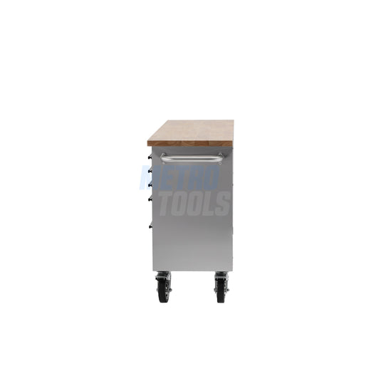 72" Stainless Steel 15 Drawer Roller Tool Cabinet and Workbench