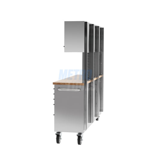 72" stainless steel with overhead cabinet