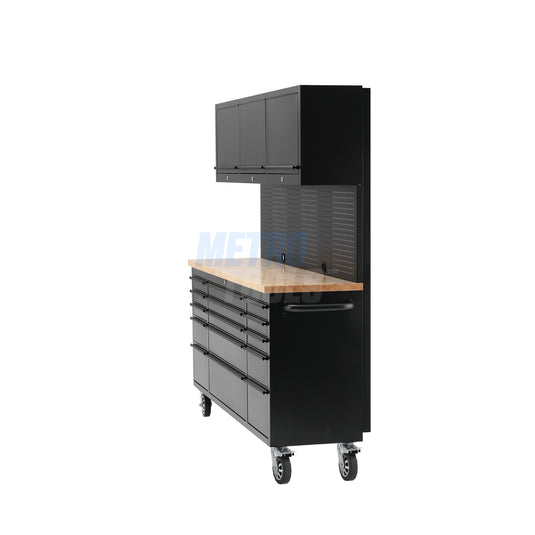 72" black with overhead cabinet