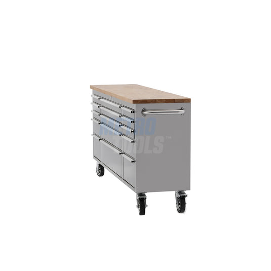 72" Stainless Steel 15 Drawer Roller Tool Cabinet and Workbench