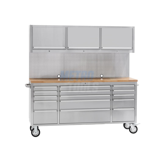 72" stainless steel with overhead cabinet