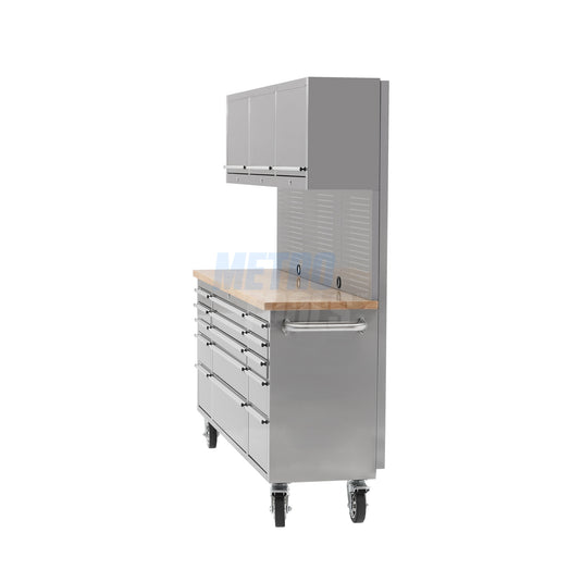 72" stainless steel with overhead cabinet