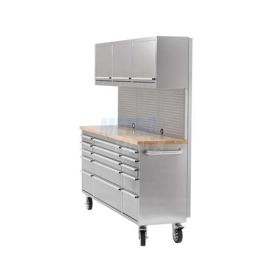 72" stainless steel with overhead cabinet
