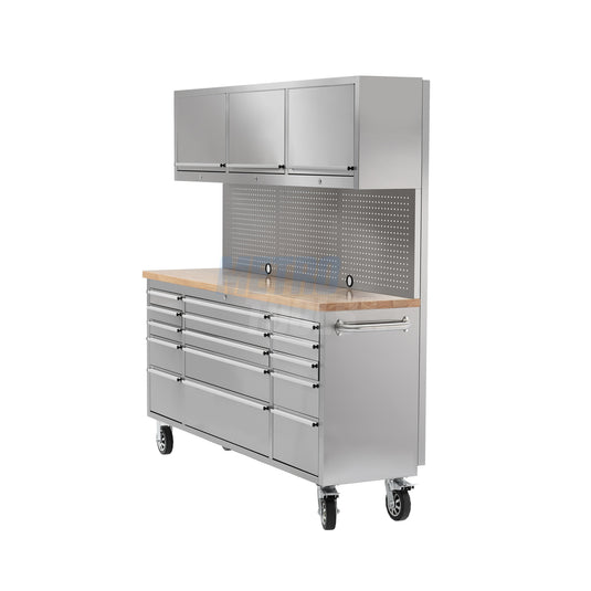 72" stainless steel with overhead cabinet