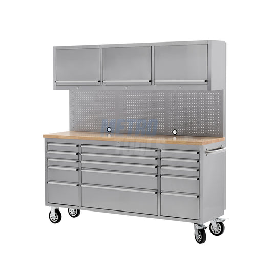 72" stainless steel with overhead cabinet