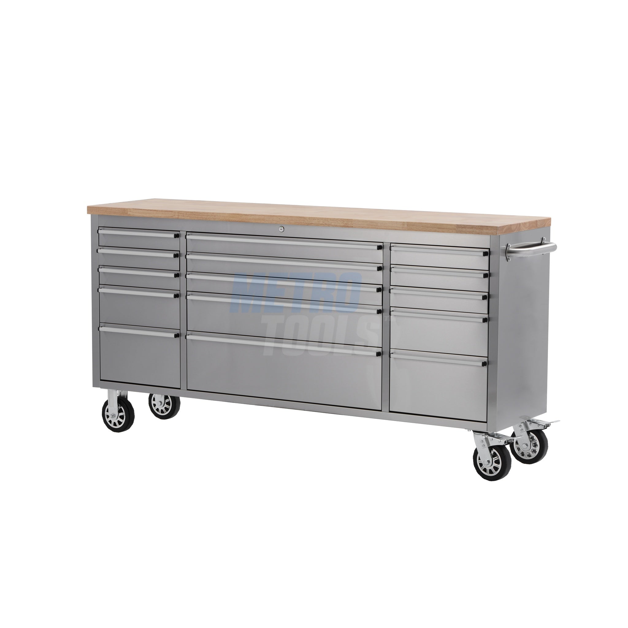 72" Stainless Steel 15 Drawer Roller Tool Cabinet and Workbench