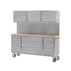 72" stainless steel with overhead cabinet