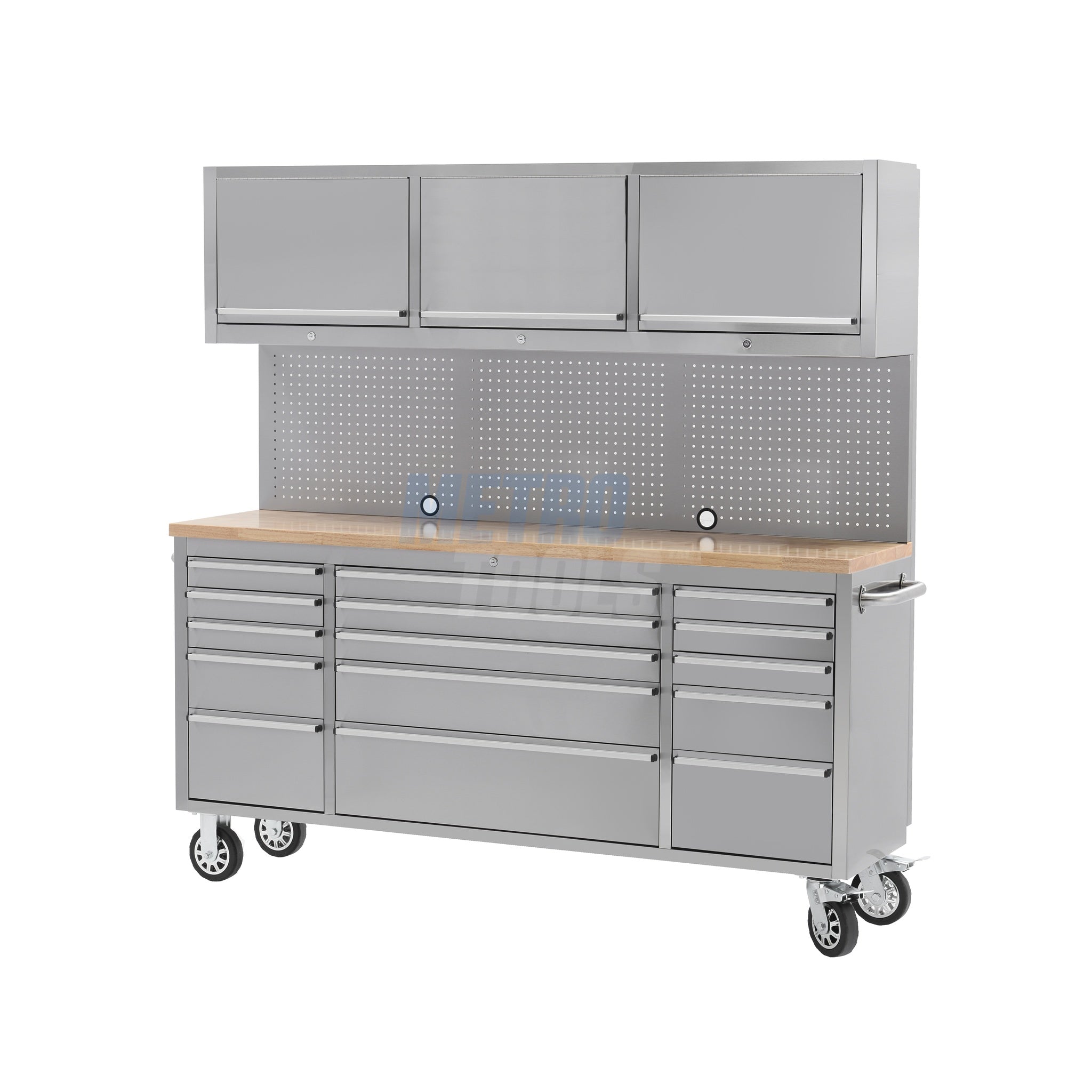72" stainless steel with overhead cabinet