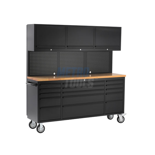 72" black with overhead cabinet