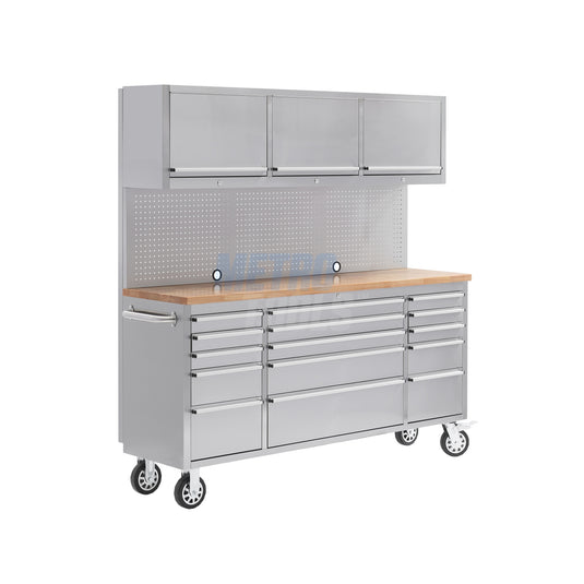 72" stainless steel with overhead cabinet