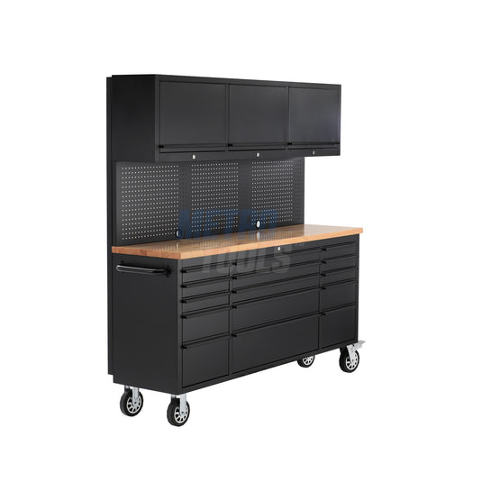 72" black with overhead cabinet