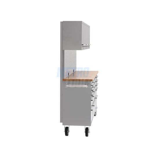 72" stainless steel with overhead cabinet