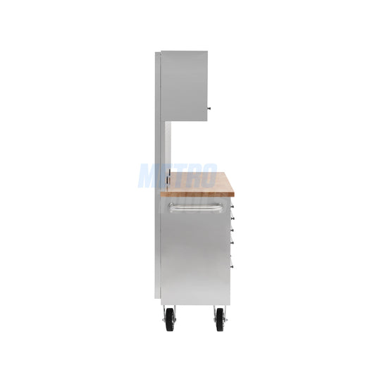 72" stainless steel with overhead cabinet