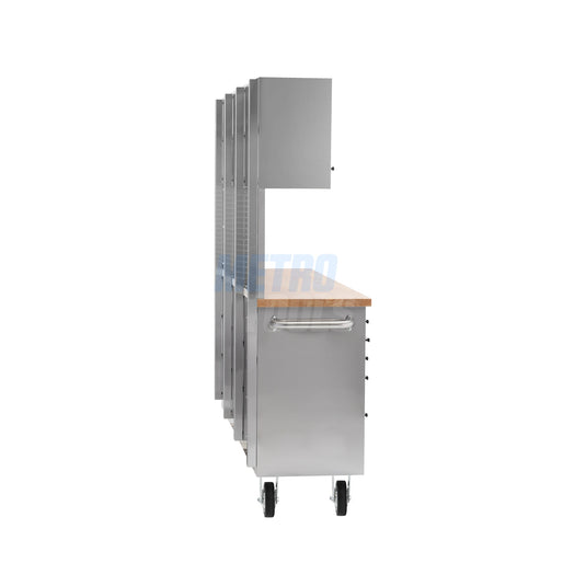 72" stainless steel with overhead cabinet
