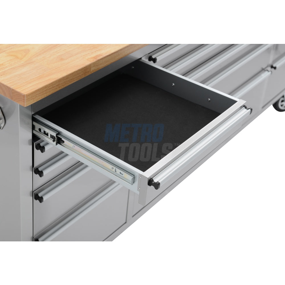 55" Stainless Steel 10 Drawer Roller Tool Cabinet and Workbench