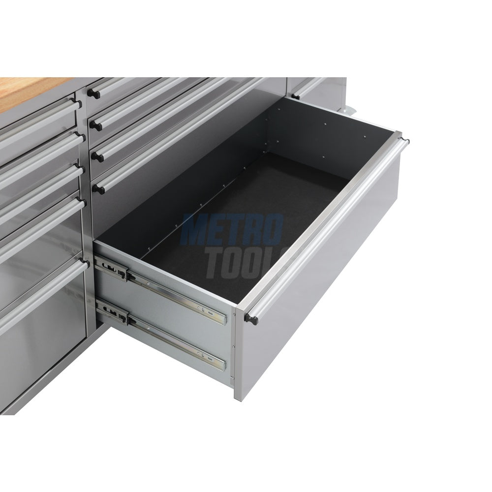55" Stainless Steel 10 Drawer Roller Tool Cabinet and Workbench