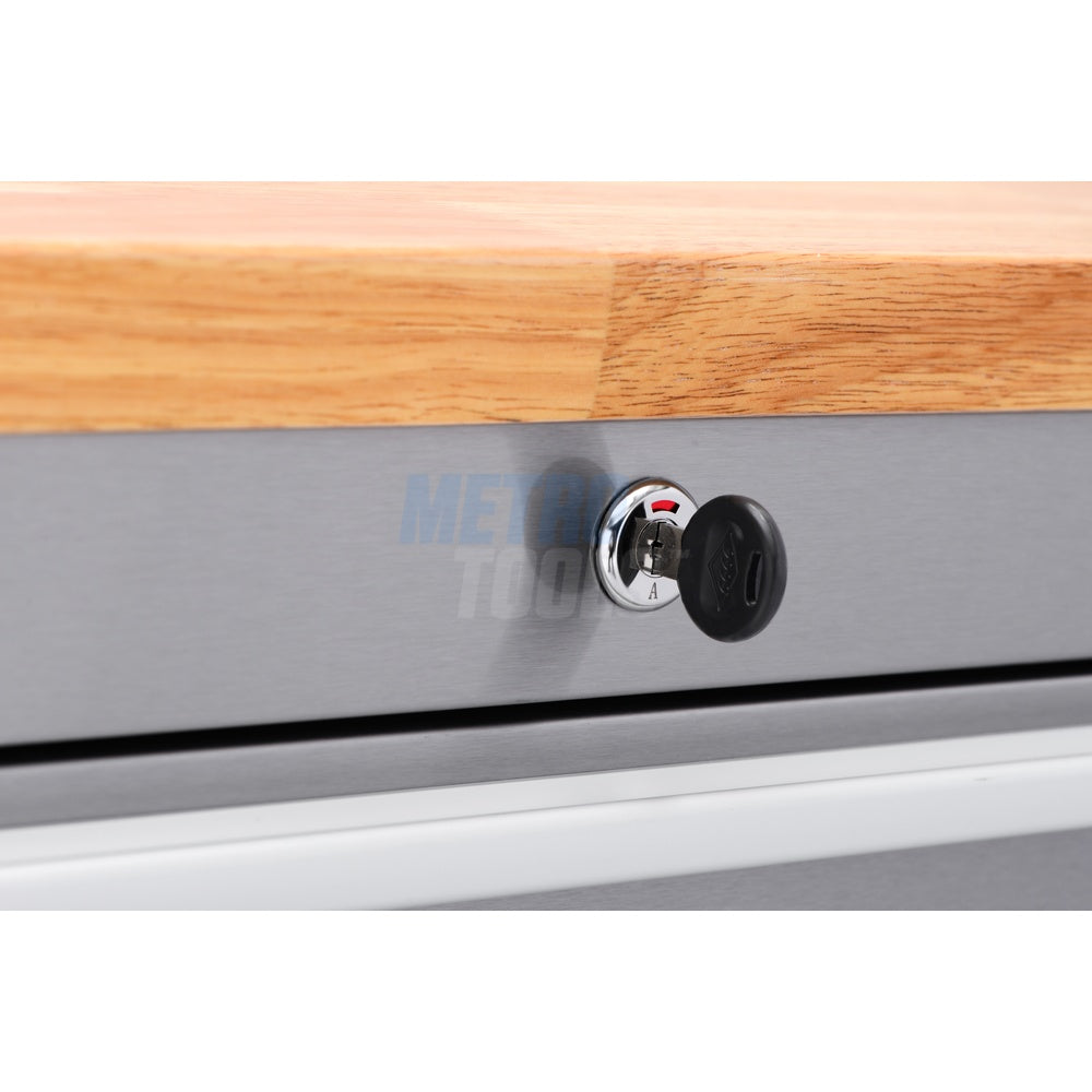 55" Stainless Steel 10 Drawer Roller Tool Cabinet and Workbench
