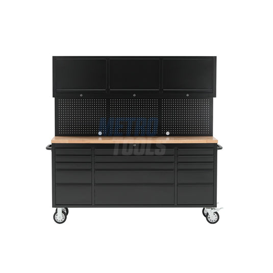 72" black with overhead cabinet