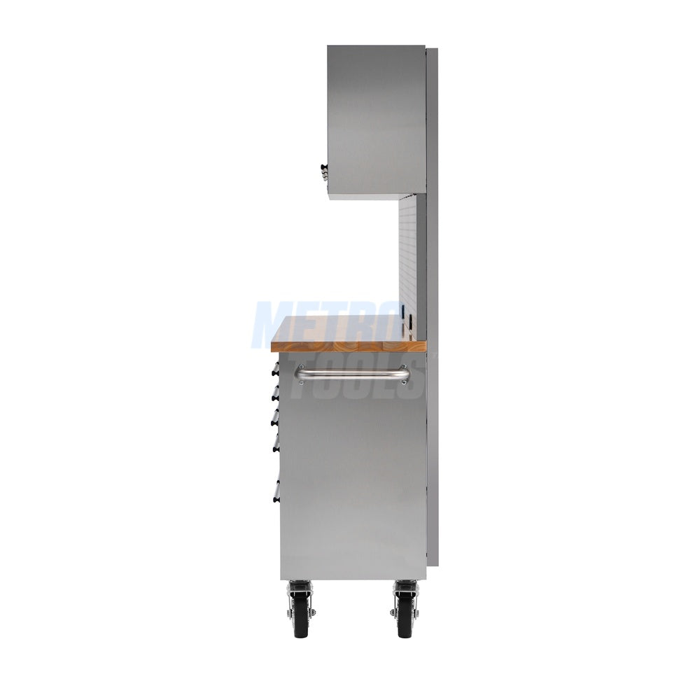 72" stainless steel with overhead cabinet