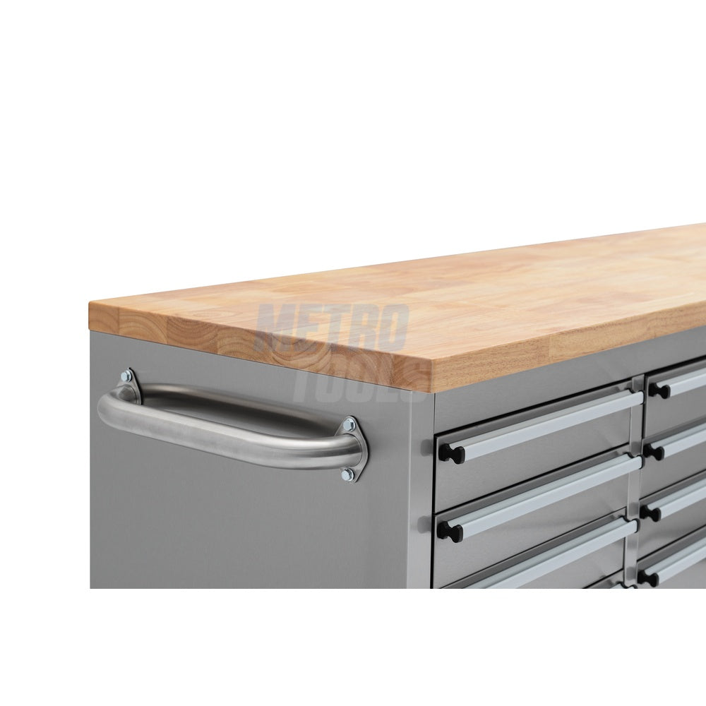 72" Stainless Steel 15 Drawer Roller Tool Cabinet and Workbench